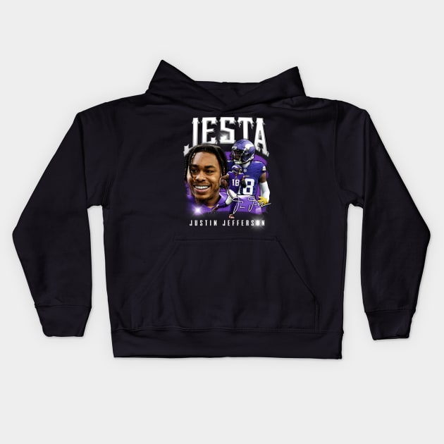 VINTAGE FOOTBALL 90S JUSTIN JEFFERSON LOVER BOOTLEG Kids Hoodie by Archer Expressionism Style